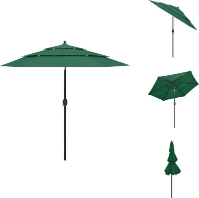 Image de vidaXL Parasol avec mât en aluminium, 3 couches, vert, 2,5 m - Parasols et protections solaires
