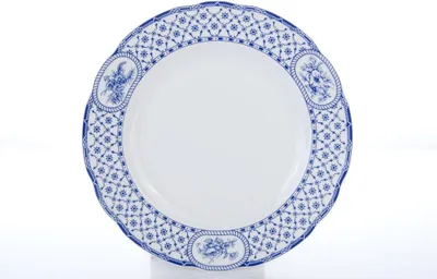 Produktbild von Thun 1794 Flacher Teller, Tschechisches Porzellan, Rose, 25 cm, blaues Band, Thun