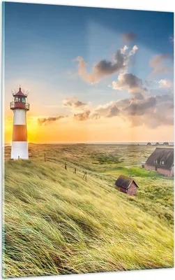Produktbild von Bilder auf glas - Einteilig - Leuchtturm Meer - 50x70cm - Glasbilder - Wandbilder - Bilder - zum Aufhängen bereit - Wanddekoration aus Glas - Glas Bilder - Wandbild auf Glas - GPA50x70-3695
