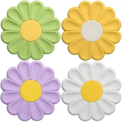 Productafbeelding van Siliconen panonderzetters, set van 4, hittebestendig, antislip, diameter 17 cm, bloemendesign