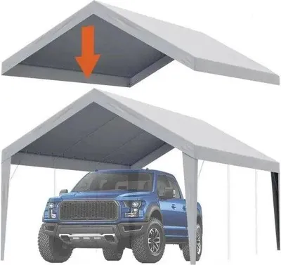 Obrázok produktu pre Odolná plachta na prístrešok pre auto, 10x20 stôp, biela, nepremokavá, s UV ochranou