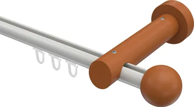 Produktbild von Interdeco Innenlaufstange / Gardinenstange mit Innenlauf Weiß / Kirschbaum lackiert, Typ Talent Luina (Kugel), 20 mm Ø 1-läufig, 260 cm
