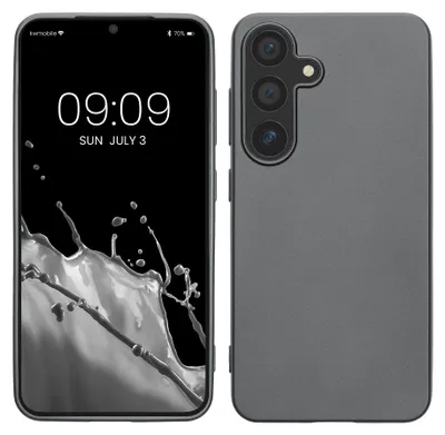 Produktbild von kwmobile Handyhülle für Samsung Galaxy S25 Hülle - Silikon Case metallisch schimmernd - Schutzhülle Cover - Metallic Grau