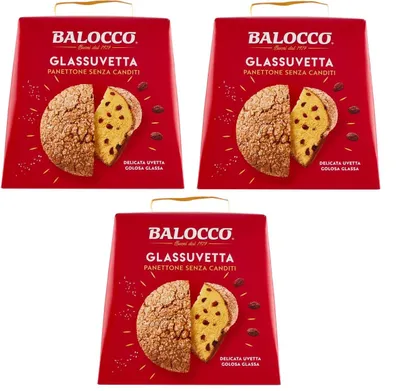 Produktbild von 3x Balocco Panettone Glassuvetta senza canditi GlassRosinen ohne kandierte Frchte 750g