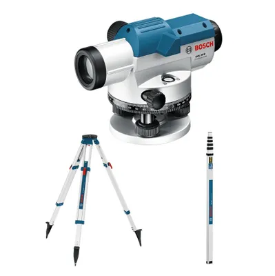 Obrázok produktu pre Bosch Set GOL 26 D + BT 160 + GR 500 Professional, 100 m, 1,6 mm/m, 360°, Vodorovný, Radový, Čierna, Modrá, Strieborná