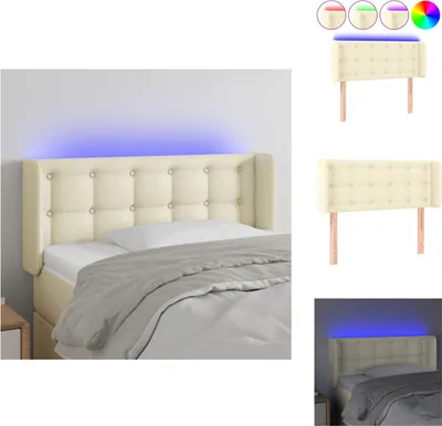 Produktbild von vidaXL LED Kopfteil Creme 103x16x78/88 cm Kunstleder -  Kopf- & Fußenden