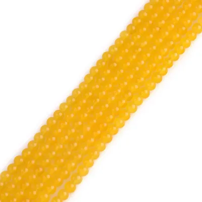 Edelsteinperlen 4 mm Gelber Jade, 15 Zoll Strang, DIY
