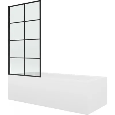Obrázek produktu pro Mexen Vega obdélníková vana 170 x 70 cm s pláštěm 1-křídlovou zástěnou 80 cm, Černý vzor - 550117070X9308017077