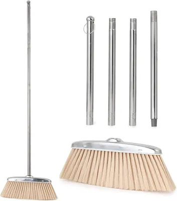 Immagine prodotto di VOOWO, scopa per interni ed esterni, lunghezza 116,8 cm, con manico lungo, robusta