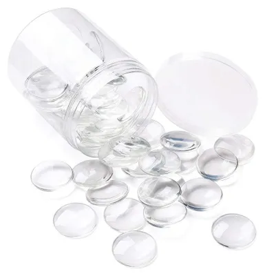 Image de 50 cabochons - Cabochons en verre transparents - 40 mm / 1,57 pouces - Forme demi-ronde - Pour la création de bijoux - Pour améliorer la netteté des images - Cabochons en verre