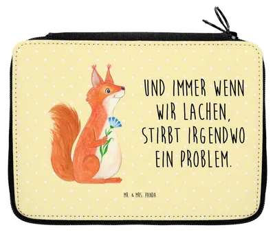Produktbild von Mr. & Mrs. Panda Federtasche Eichhörnchen Blume - Gelb Pastell - Geschenk, Spaß, glücklich Spruch, Lustige Sprüche, Schlampermäppchen, Eichhorn, Positiv, Bleistiftetui