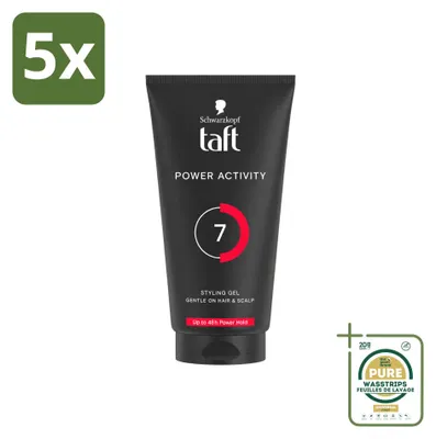 Imagen del producto de 5 unidades de gel moldeador Taft Power Active Styling, 150 ml cada uno, pack ahorro