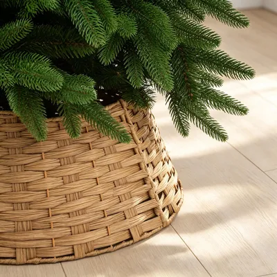 Produktbild von Salcar Ø 40/60 cm Weihnachtsbaumdecke Natur Poly-Rattan Weihnachtsbaumrock Weihnachtsbaum Kragen Christbaumständer