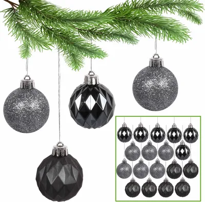 Produktbild von Anthrazitfarbene Christbaumkugeln, Kugelset, Christbaumschmuck 4cm, 18 Stück 1 Pack