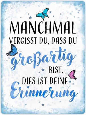 Produktbild von Schmetterlinge Metallschild XL in 21x28 cm Manchmal vergisst du dass du