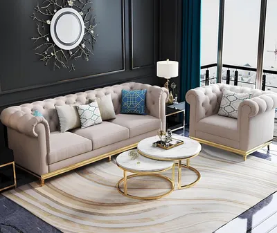 Produktbild von Couch Polster Design Sofa Moderne 3er Sitz Sofas Zimmer Möbel Beige Dreisitzer