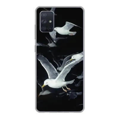 Produktbild von MuchoWow® Handyhülle Schutzhülle Hülle für Samsung Galaxy A71 Vogel - Schwarz - Schwarm Silikon Softcase Handy Hülle - Kartenbesitzer