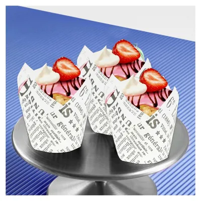 Produktbild von 50 Stück Hitzebeständige Papier Cupcake Förmchen Lebensmittelecht Bedruckt Ölbeständig Für Backblech und Kuchenverpackung Für Geburtstags- und Festtagsbäckerei