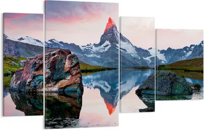 Produktbild von Bild auf Leinwand - Leinwandbild - Berge Felsen Wasser - 120x70cm - Wand Bild - Wanddeko - Leinwanddruck - Bilder - Kunstdruck - Wanddekoration - Leinwand bilder - Wandkunst - DL120x70-3892