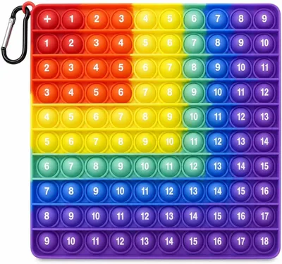 Obrázek produktu pro Pop It 10 x 10, silikonová hračka s bublinkami, 20 cm, senzorická hračka na mačkání, "poppit", vzdělávací hračka pro výuku matematiky