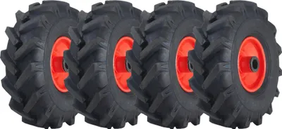 Produktbild von 3,00 x 4 Rotovator-Stollenreifen mit offener Mitte und 25-mm-Rollenlagerfelge (4er-Set)