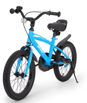 Kinderfahrrad 16 Zoll, blau, verstellbarer Sattel, Stützräder