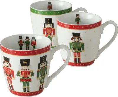 Produktbild von 3tlg Set Jumbobecher Andrew 350ml Nussknacker Glühwein Kaffee-Tasse Christmas