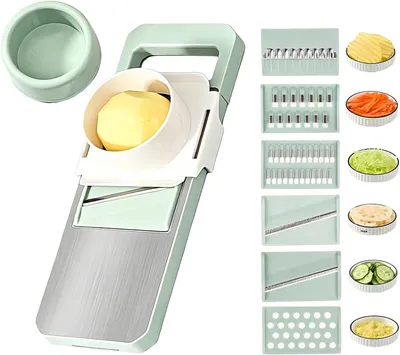 Produktbild von Gemüseschneider 6-in-1, mit Handschutz, grün, für Küche