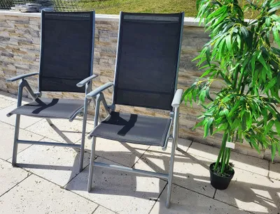 Produktbild von Set - 2 Stühle Gartenstuhl SYDNEY Grau Klappstuhl Stuhl Hochlehner klappbar Garten