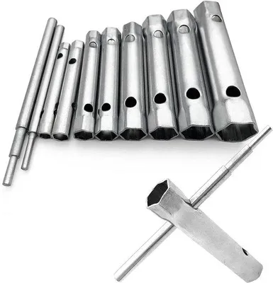 Image de Jeu de clés à douille pour robinets et mitigeurs, 10 pièces, 6-22 mm, avec clés à tube et kit de démontage.