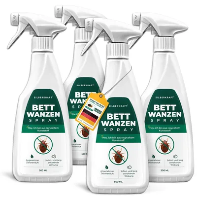 Produktbild von Silberkraft Anti Bettwanzen Spray zur effektiven Abwehr - Mittel gegen Bettwanzen - hochwirksam & labor - 4 x 500 ml