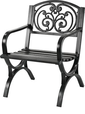 Zdjęcie produktu dla Krzesło ogrodowe Relaxdays, z podłokietnikami, wyjątkowo szerokie, metalowe, styl antyczny, vintage, wymiary: 85,5 x 60 x 56 cm, czarne