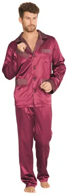 Produktbild von FOREX Lingerie edler und hochwertiger Satin-Pyjama Herren-Schlafanzug Hausanzug im tollen Design, 4XL, Bordeaux