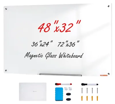 Zdjęcie produktu dla Vevor Magnetyczna Szklana Tablica Suchościeralna 120X80 Cm Premium Biała