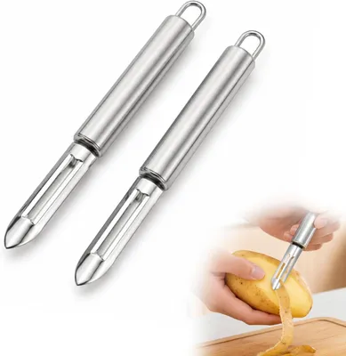 Obrázok produktu pre Škrabka na zeleninu z nehrdzavejúcej ocele, 2 kusy, s ergonomickou rukoväťou, vhodná na zemiaky