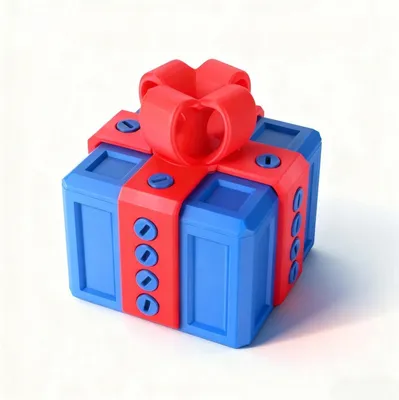 Productafbeelding van Vervelende geschenkdoos 3D (blauw en rood)