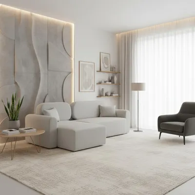 Produktbild von Wohnero24 Ecksofa LIAMO Bouclé Hellgrau 238 x 142 cm – modernes Ecksofa mit Schlaffunktion 195 x 135 cm & Bettkasten, universelle Ottomane