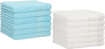 Produktbild von Betz 12 Stück Gästetücher 30x50 cm PALERMO 100% Baumwolle Farbe: weiß und türkis