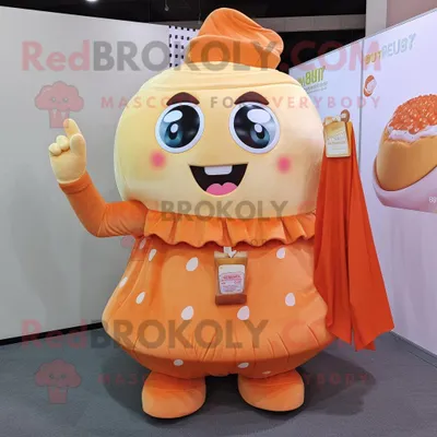 Produktbild von Orange REDBROKOLY Eiscreme Maskottchen kostümfigur bekleidet mit einem Abendkleid und Geldbörsen