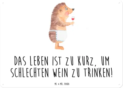 Produktbild von Mr. & Mrs. Panda wandtafel Igel Wein DIN A3 - Weiß - Geschenk, Weißwein, Weinglas, Türschild, trinken, Rotwein, Schild, Wandbild, Blechschild, Weinliebhaber, tafel