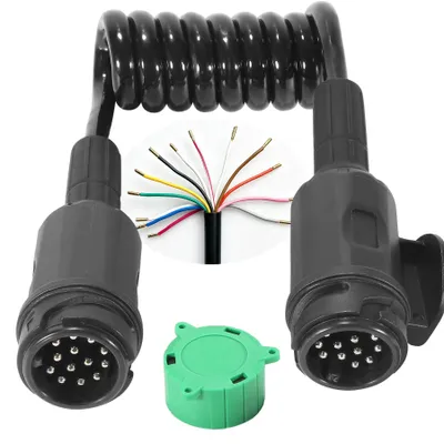 Produktbild von 1 Meter Verlängerungskabel für Anhänger, 13-polig, Spiralkabel, 12 V
