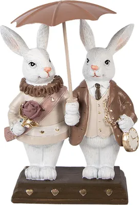 Zdjęcie produktu dla Clayre & Eef figurka dekoracyjna królik 13x6x16 cm biały plastik