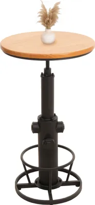 Produktbild von Bartisch MCW-N20, Bistrotisch Thekentisch, höhenverstellbar drehbar Fußablage Industrial Massiv-Holz Ø 61 cm  natur