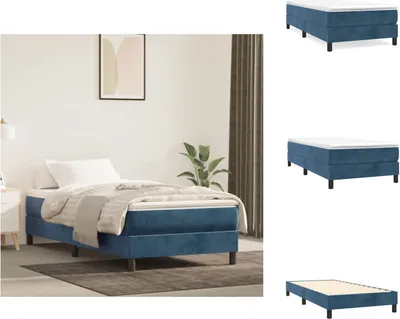 Obrázek produktu pro vidaXL Postel Boxspring tmavě modrá 90x190 cm samet - Postele a rámy postelí