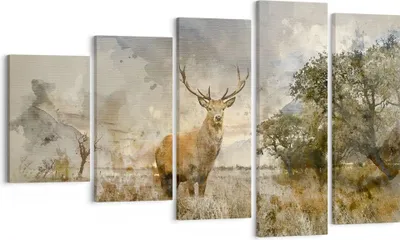 Produktbild von Bild auf Leinwand - Leinwandbild - rotwild natur - 100x60cm - Wand Bild - Wanddeko - Wandbilder - Leinwanddruck - Bilder - Kunstdruck - Wanddekoration - Leinwand bilder - Wandkunst - EG100x60-3465