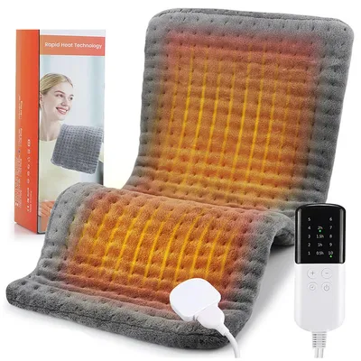 Produktbild von Heizkissen elektrisch 30x60cm, Wärmekissen mit 10 Temperaturstufen und Timer, weiches Flanell Wärmeunterlage für Rücken Nacken Schulter Bauch