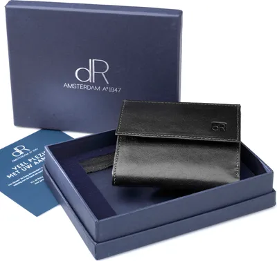 Produktbild von dR Amsterdam Damen Leder Brieftasche Klein mit RFID | Kompaktes Kartenetui & Platz für Briefgeld, Münzen | Canyon - 2535 Black