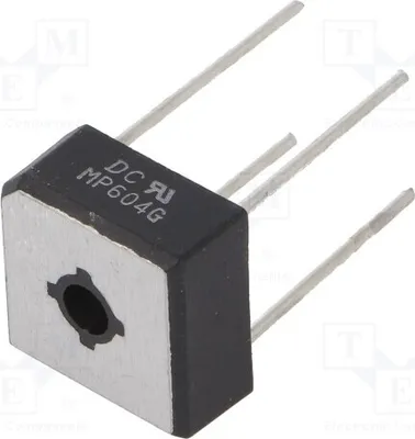 Produktbild von 1x Einphasen Brückengleichrichter Urmax: 400V If: 6A  Ifsm: 180A MP604G Einphasend