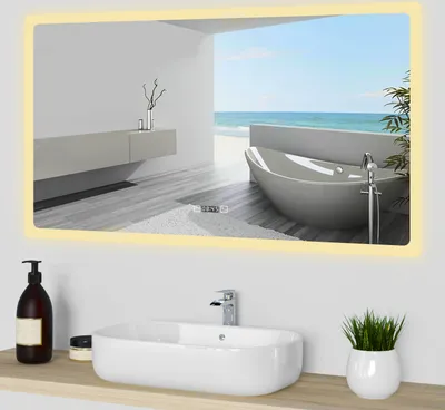 Produktbild von LED Badspiegel mit Uhr Beschlagfrei Badzimmerspiegel 140x80cm Wandspiegel mit Kalt/Neutral/Warmweiß Dimmbar Speicherfunktion Horizontal Installation CRI 90+