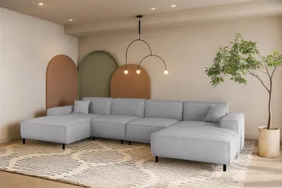 Productafbeelding van Zitmeubel, hoekbank GLORIA, bekleed met stof Artico, lichtgrijs